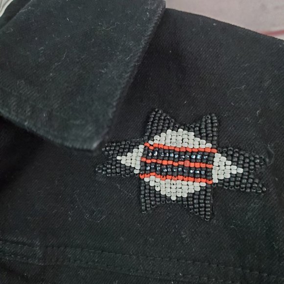 Ralph Lauren Western Beaded Denim Jacket Lauren Jeans Co Tribal Aztec Medium - Picture 2 of 9